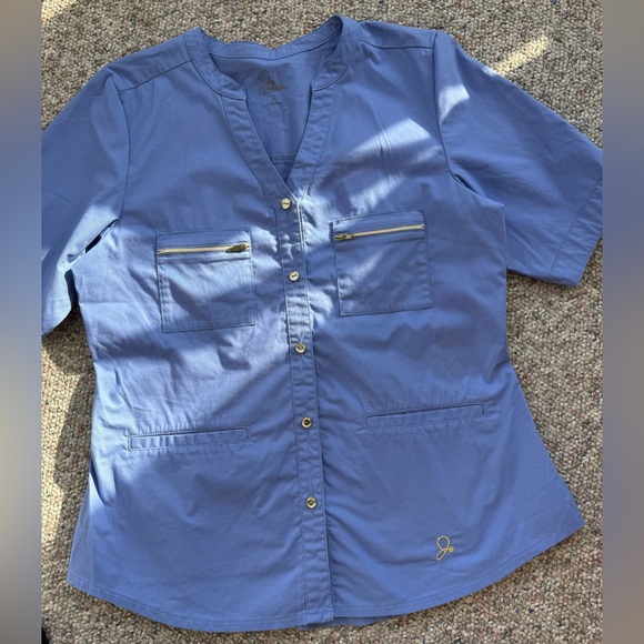Jaanuu’s Sky Blue Button-Down Scrub Set - Picture 6 of 12